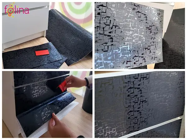 autocolant mobila negru cu model