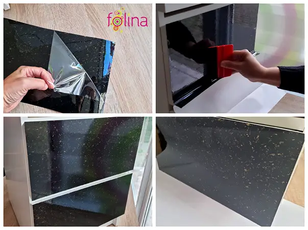 autocolant negru cu detalii bej