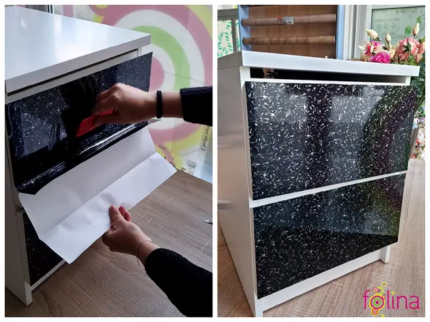 autocolant negru lucios cu detalii gri