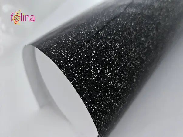 autocolant negru lucios cu insertii argintii folina
