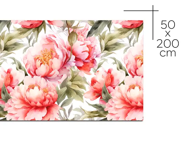 autocolant pentru mobila cu model bujori folina rola 50 200 cm s01