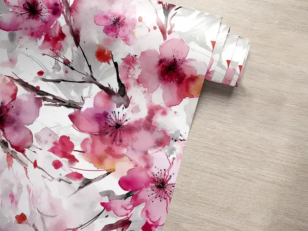 autocolant pentru mobila cu model cires japonez folina 50 200 cm s00