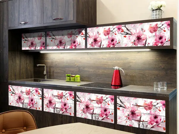 autocolant pentru mobila cu model cires japonez folina 50 200 cm s02