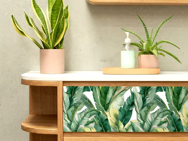 autocolant pentru mobila cu model frunze exotice folina 50 200 cm s02