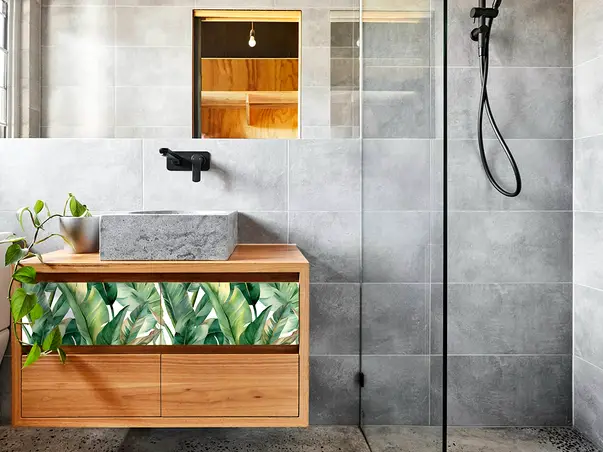 autocolant pentru mobila cu model frunze exotice folina 50 200 cm s03