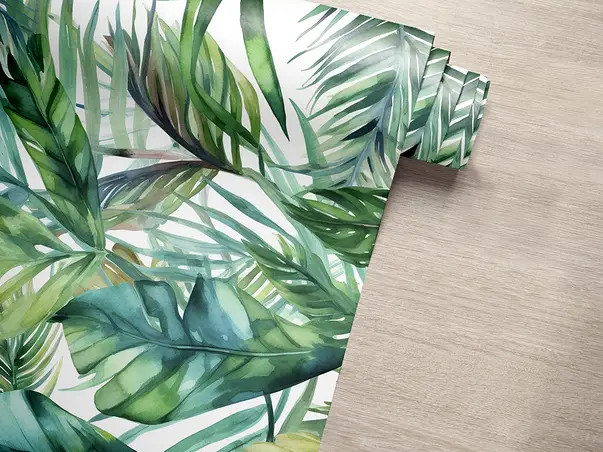 autocolant pentru mobila cu model frunze tropicale folina rola 50 200 cm s00