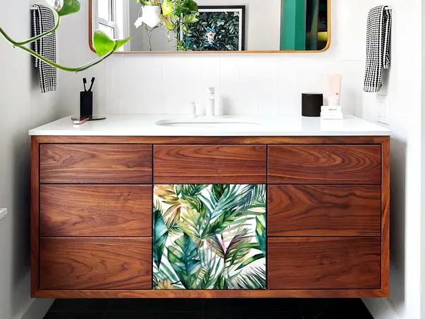 autocolant pentru mobila cu model frunze tropicale folina rola 50 200 cm s02