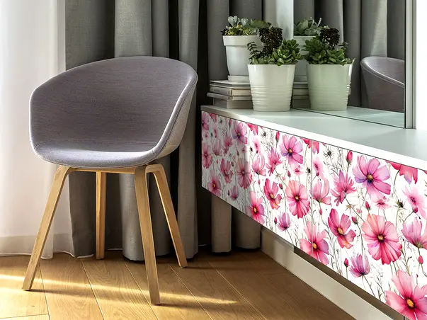 autocolant pentru mobila cu model maci de gradina folina 50 200 cm s02