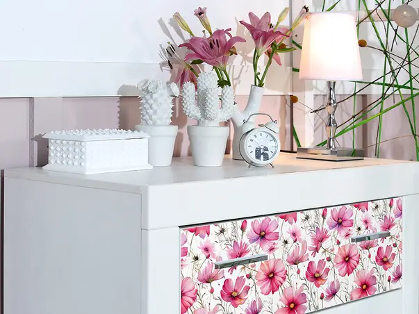 autocolant pentru mobila cu model maci de gradina folina 50 200 cm s03