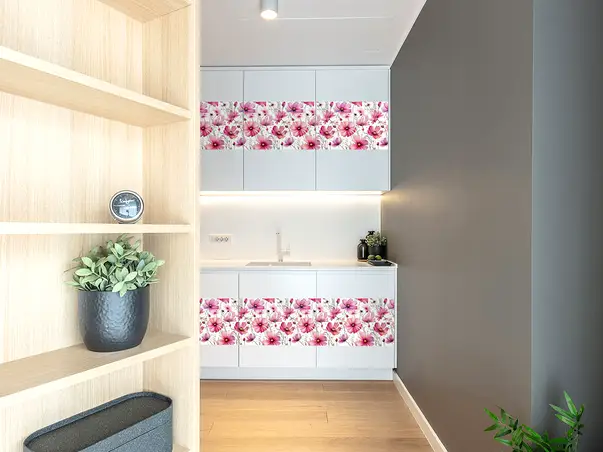 autocolant pentru mobila cu model maci de gradina folina 50 200 cm s04