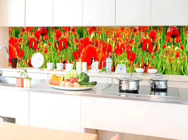 autocolant perete backsplash camp cu maci