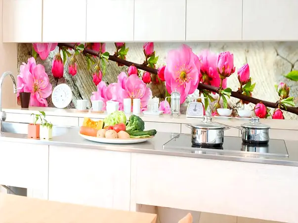 autocolant perete backsplash flori de cires