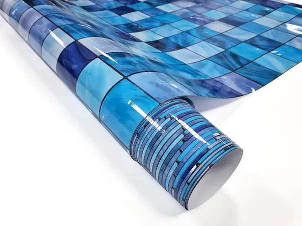 autocolant perete baie imitatie faianta decorativa folina blue magic rezistent 120 cm s1