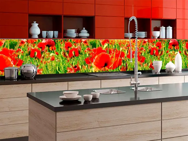 autocolant perete bucatarie camp cumaci rosii