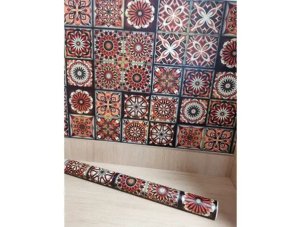 autocolant perete bucatarie cu model maro folina drg13