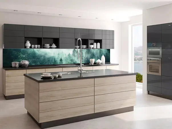 autocolant perete bucatarie dimex foggy forest rezitent la apa si caldura