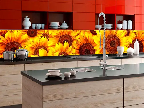 autocolant perete bucatarie floarea soarelui