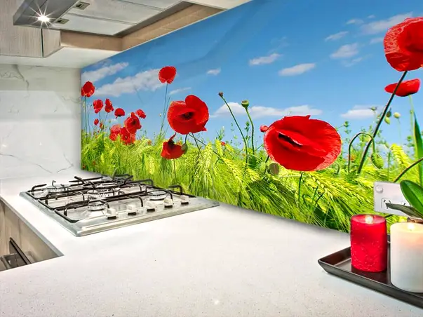 autocolant perete camp cu maci