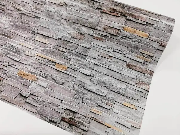 autocolant perete folina imitatie piatra gri 120 cm latime