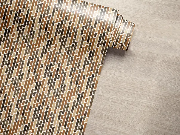 autocolant perete imitatie faianta bej si maro folina romana rola 67x200cm afp17 s02