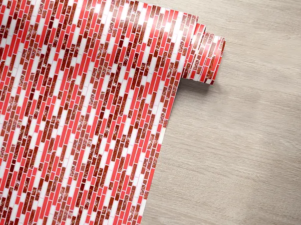 autocolant perete imitatie faianta rosie folina indila rola 67x200cm afp21 s02