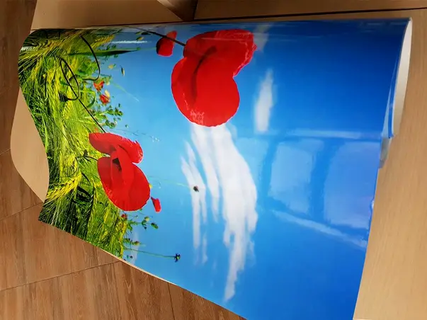 autocolant perete peisaj camp cu maci rosii