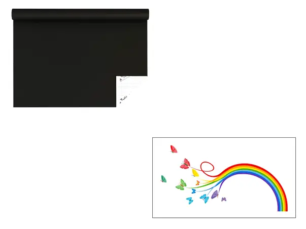 autocolant tabla de scris si sticker fluturi curcubeu