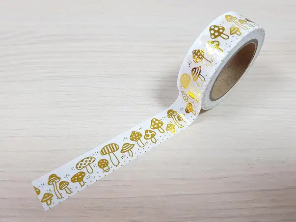 banda adeziva washi tape ciupercute aurii
