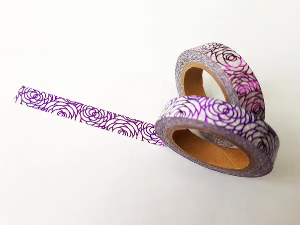 banda adeziva washi tape flori mov