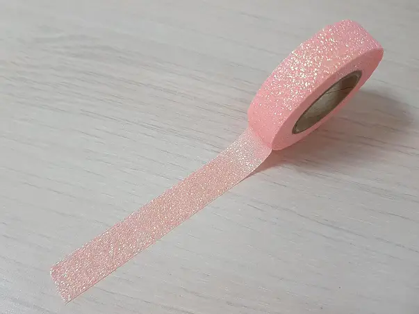 banda adeziva washi tape glitter somon