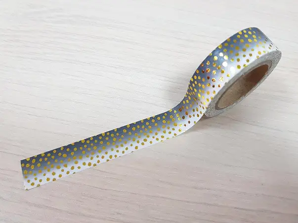 banda adeziva washi tape gri gold spots