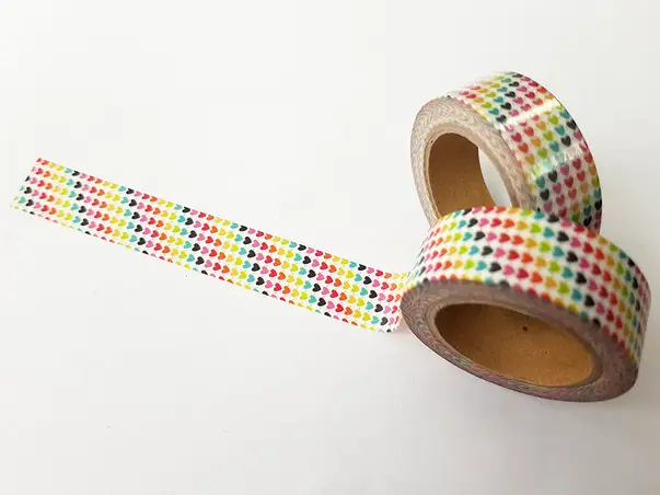 banda adeziva washi tape inimioare colorate