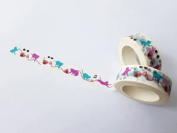 banda adeziva washi tape pisici jucause