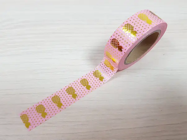 banda adeziva washi tape roz pineapple gold