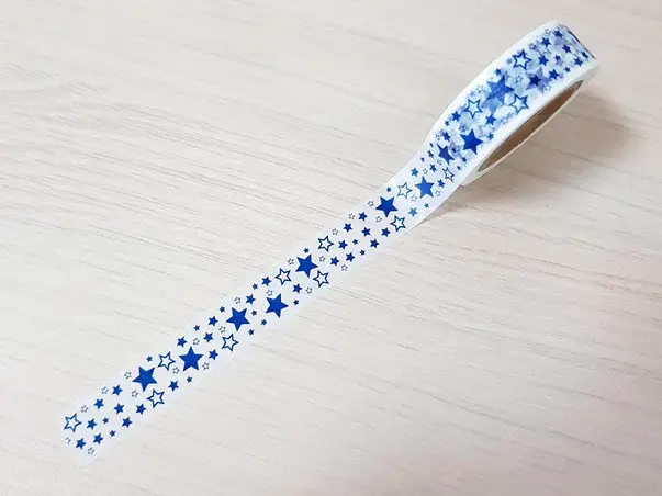 banda adeziva washi tape stelute albastre