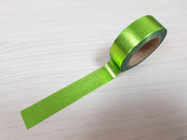banda adeziva washi tape verde deschis metalic
