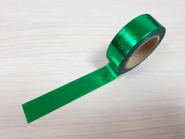 banda adeziva washi tape verde metalic