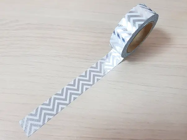 banda adeziva washi tape zigzag argintiu