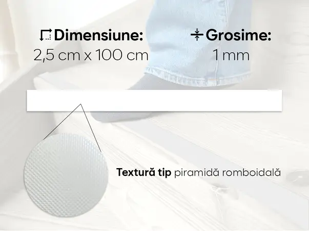 banda antiderapanta autoadeziva clear transparenta rola latime 2cm s1