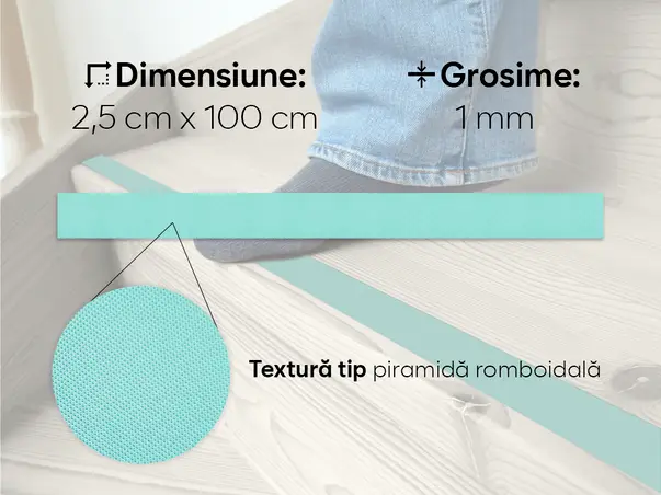 banda antiderapanta autoadeziva cyan rola latime 2cm s1