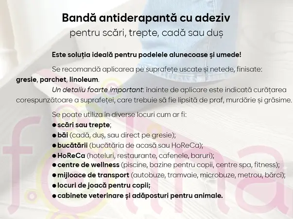 banda antiderapanta autoadeziva roz rola latime 2cm s2