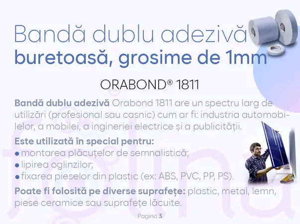 banda autoadeziva latime personalizata buretoasa orabond 1811 s3 5cm