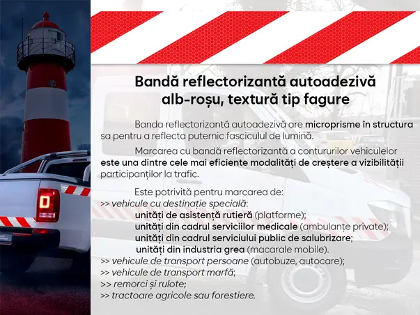 banda reflectorizanta autoadeziva de contur alb rosu pentru siguranta rutiera s2
