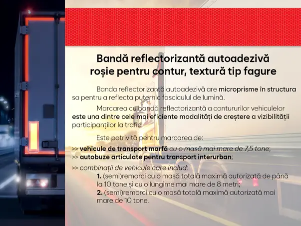 banda reflectorizanta autoadeziva de contur rosu pentru siguranta rutiera rola s2