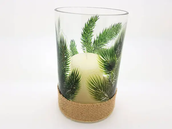 bol din sticla cu lumanare Crengi de brad model 2