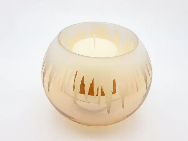 bol din sticla cu lumanare frozen