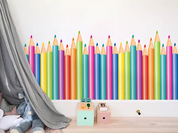 bordura decorativa autoadeziva creioane colorate edu48 sticker s0