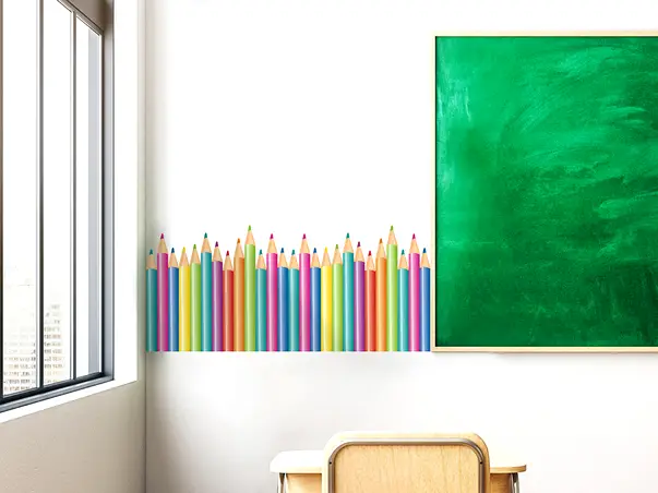 bordura decorativa autoadeziva creioane colorate edu48 sticker s3