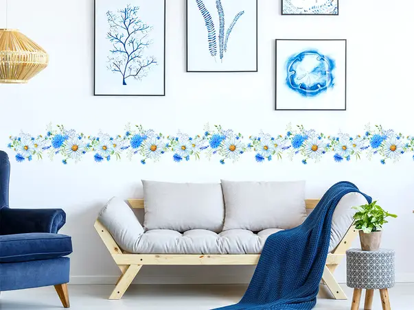 bordura decorativa model floral albastru 2