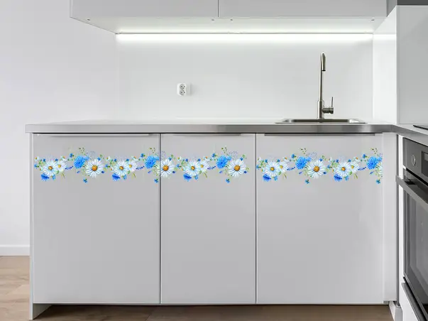 bordura decorativa model floral albastru 3